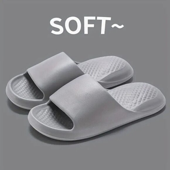 Minimalist Indoor Soft Pillow Slides Solid Non Slip Bath Gray Color Shoe… - Picture 2 of 3